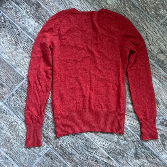 Cece 100% Cashmere Long Sleeved Sweater, V Neck, Orange, Women’s Medium - Picture 5 of 5